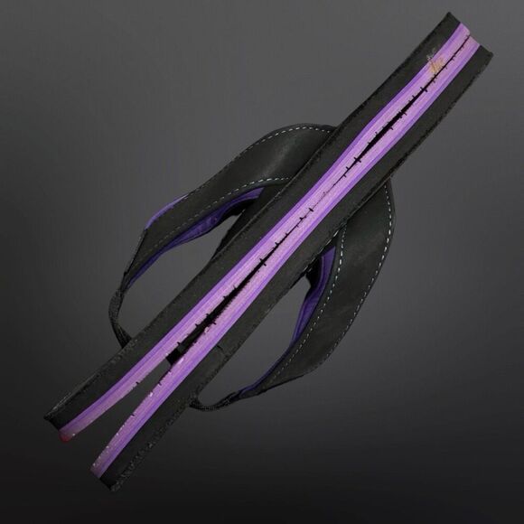 Unisex Dixxon Black & Purple Leather Flip Flop Sandals Size M 9 W 10.5 - Picture 2 of 8